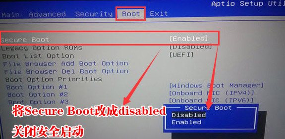 secure Boot按回车改成Disabled secure Boot按回车改成Disabled