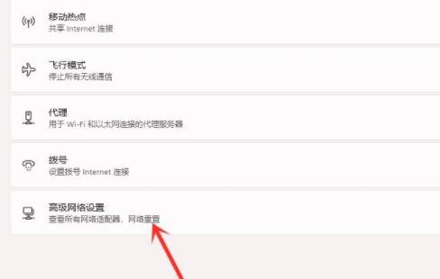 打开高级网络设置